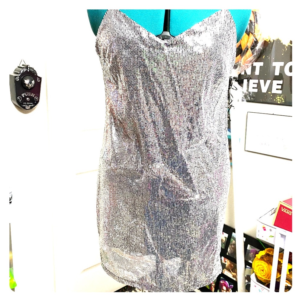 Silver sequin dress